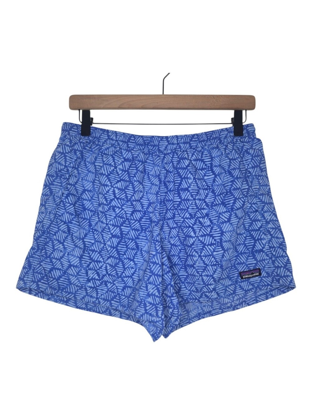 Patagonia Womens Blue Imperial Batik Hex Print Outdoor 5" Baggies Shorts Small